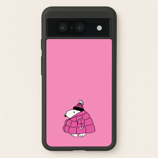 Cartoon Beagle Puffer Jacket Pink  - Snoopy Phone Case for Google Pixel 8