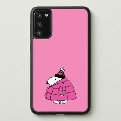 Cartoon Beagle Puffer Jacket Pink  - Snoopy Phone Case for Galaxy S20FE