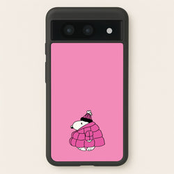 Cartoon Beagle Puffer Jacket Pink  - Snoopy Phone Case for Google Pixel 8a