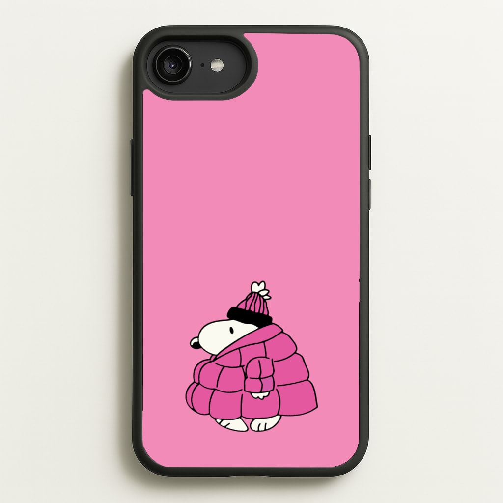 Cartoon Beagle Puffer Jacket Pink  - Snoopy Phone Case for iPhone 6 Plus / 7 Plus / 8 Plus