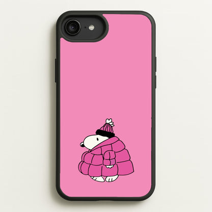 Cartoon Beagle Puffer Jacket Pink  - Snoopy Phone Case for iPhone 6 Plus / 7 Plus / 8 Plus