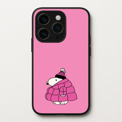 Cartoon Beagle Puffer Jacket Pink  - Snoopy Phone Case for iPhone 14 Pro Max
