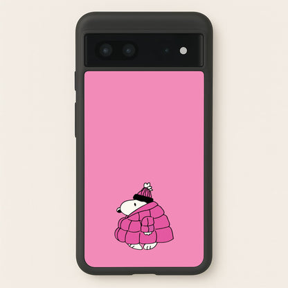 Cartoon Beagle Puffer Jacket Pink  - Snoopy Phone Case for Google Pixel 7