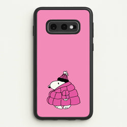 Cartoon Beagle Puffer Jacket Pink  - Snoopy Phone Case for Galaxy S10e