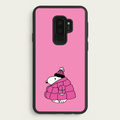 Cartoon Beagle Puffer Jacket Pink  - Snoopy Phone Case for Galaxy S9 Plus