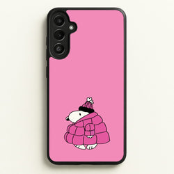Cartoon Beagle Puffer Jacket Pink  - Snoopy Phone Case for Galaxy A34