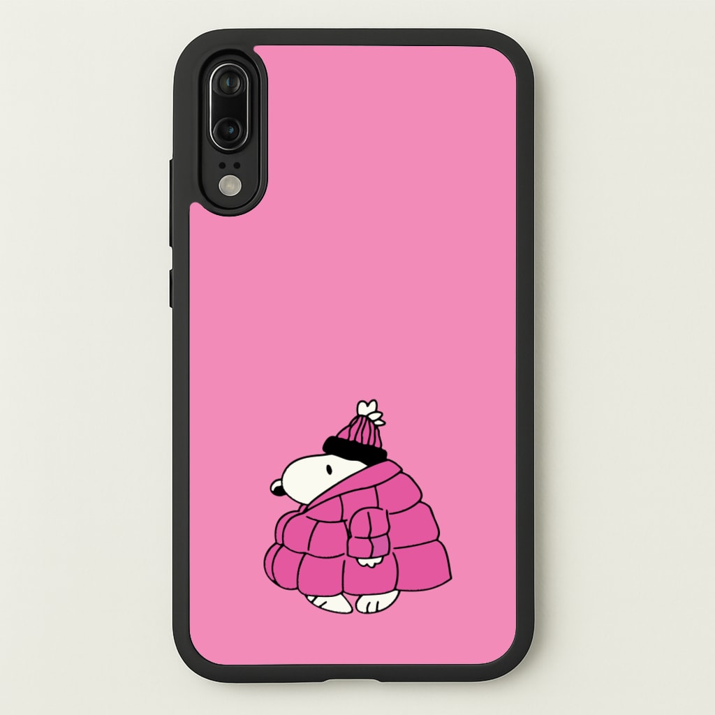 Cartoon Beagle Puffer Jacket Pink  - Snoopy Phone Case for Huawei P20