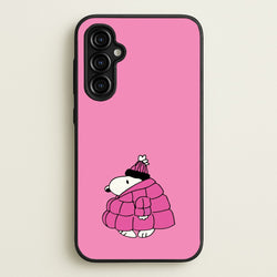 Cartoon Beagle Puffer Jacket Pink  - Snoopy Phone Case for Galaxy A54