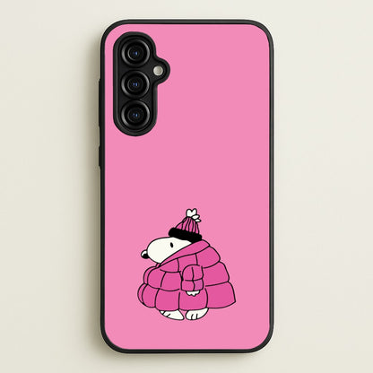 Cartoon Beagle Puffer Jacket Pink  - Snoopy Phone Case for Galaxy A54