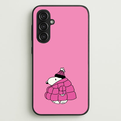 Cartoon Beagle Puffer Jacket Pink  - Snoopy Phone Case for Galaxy S23FE