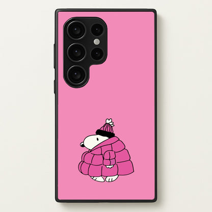 Cartoon Beagle Puffer Jacket Pink  - Snoopy Phone Case for Galaxy S24 Ultra