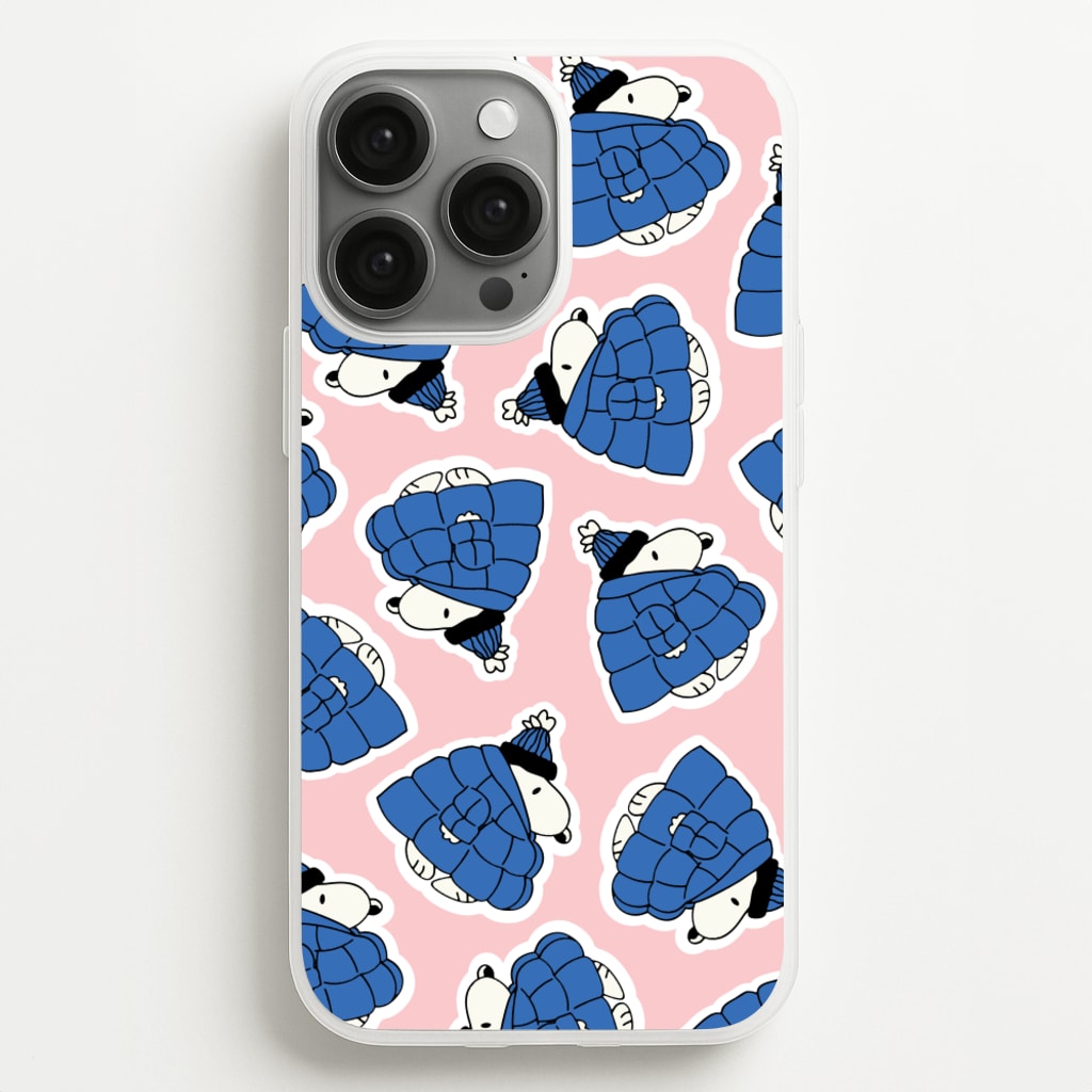 Cartoon Beagle Puffer Jacket Pattern  - Snoopy Phone Case for iPhone 13 Pro Max