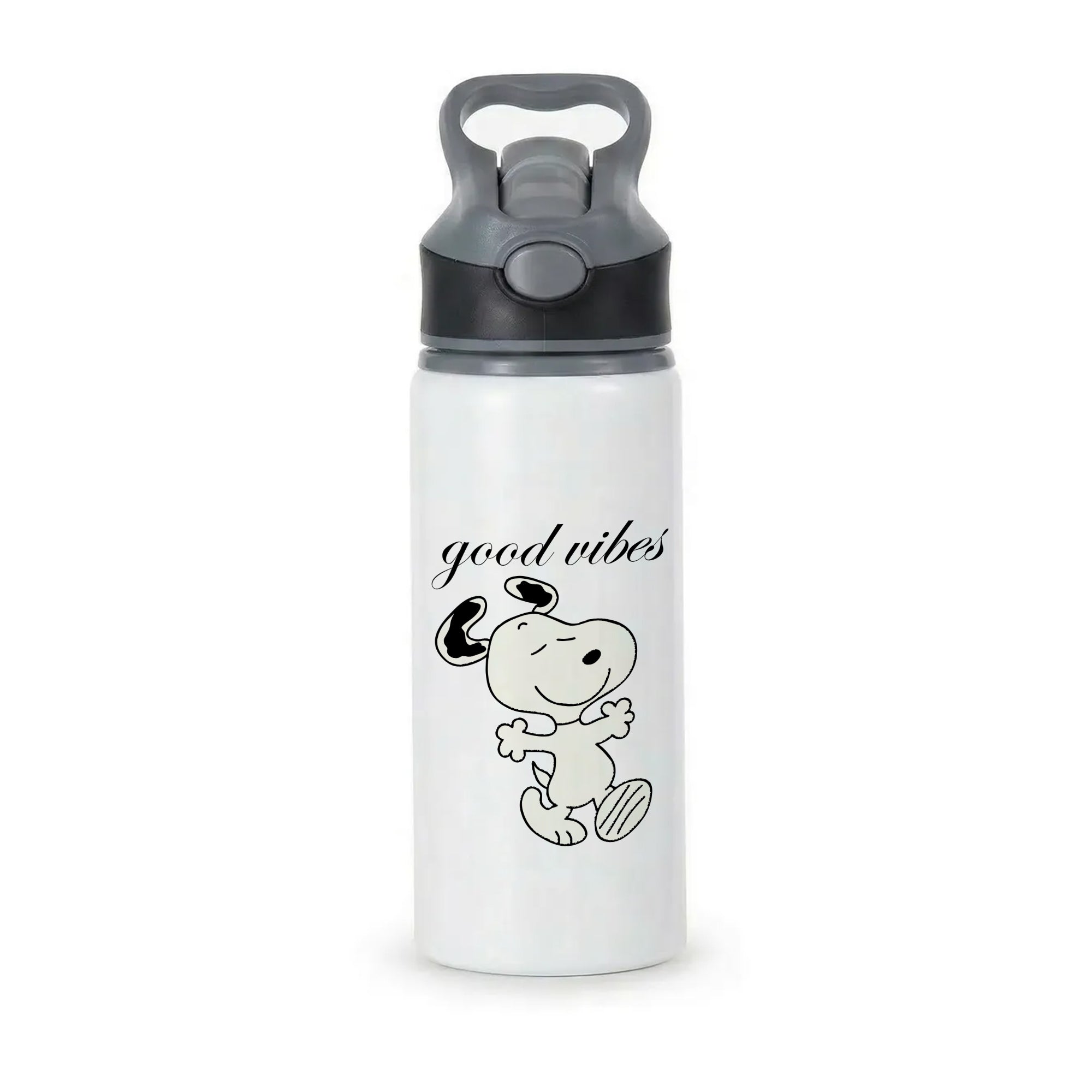 Good Vibes Cartoon Beagle Active Water Bottle - Black