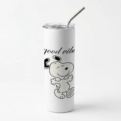 Good Vibes Cartoon Beagle Skinny Tumbler