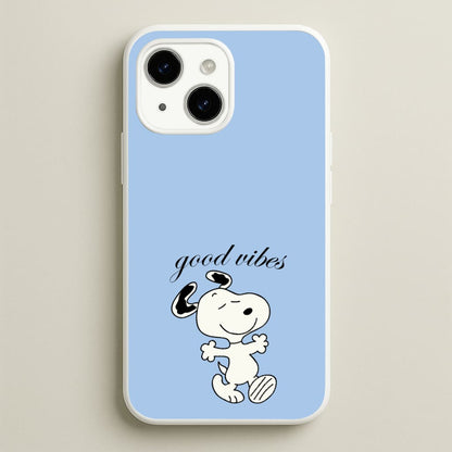 Good Vibes Cartoon Beagle  - Snoopy Phone Case for iPhone 15 Plus