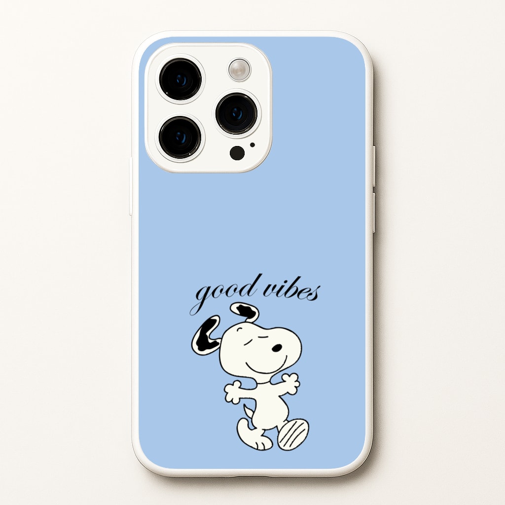 Good Vibes Cartoon Beagle  - Snoopy Phone Case for iPhone 15 Pro Max