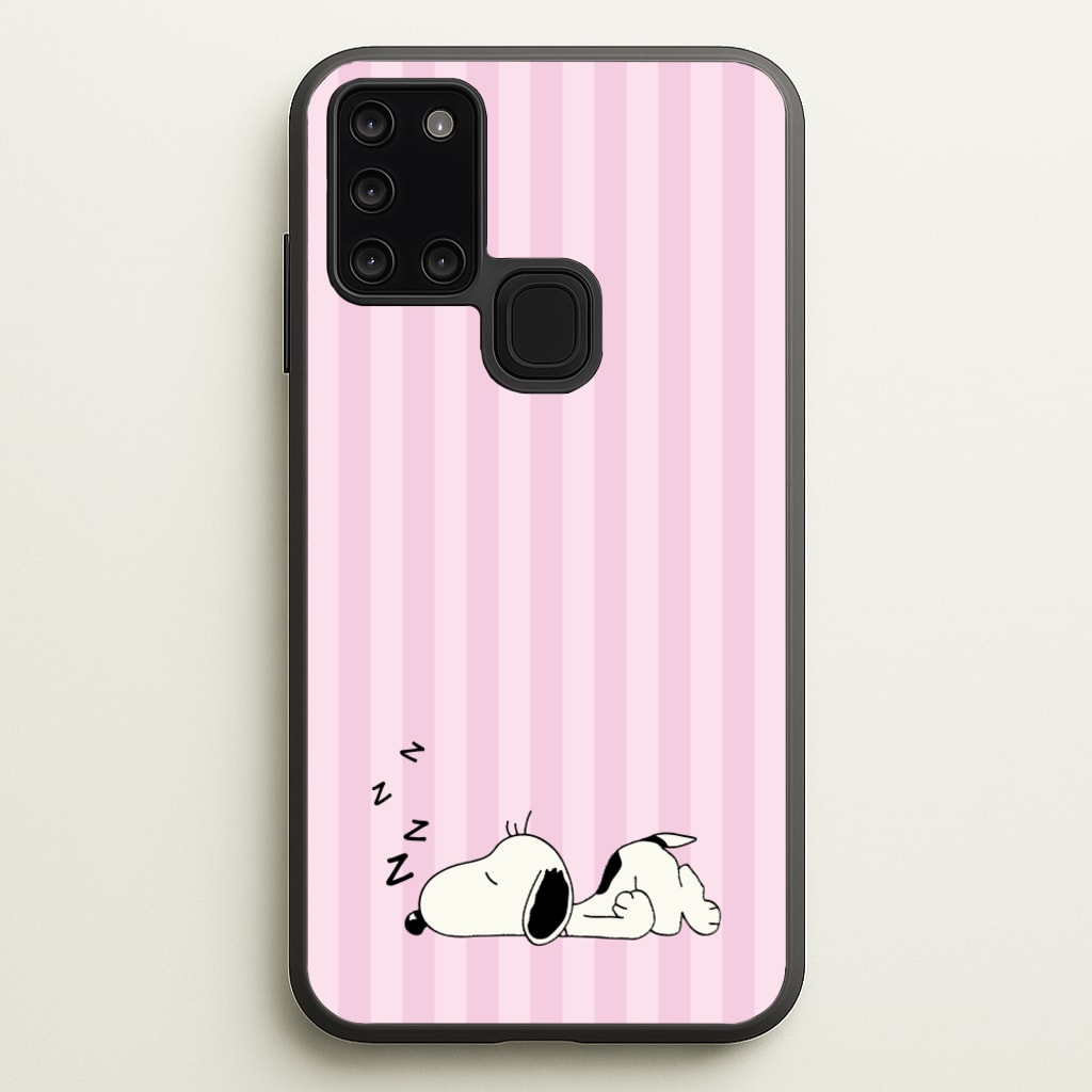 Pastel Stripes Cartoon Beagle  - Snoopy Phone Case for Galaxy A21s