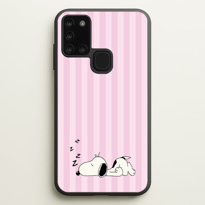Pastel Stripes Cartoon Beagle  - Snoopy Phone Case for Galaxy A21s