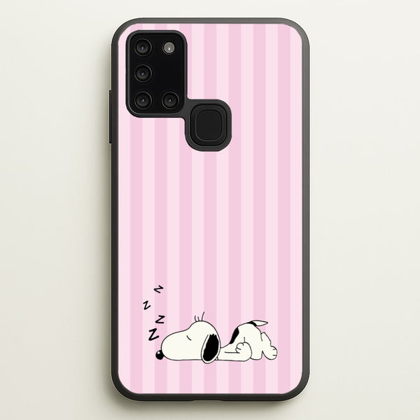 Pastel Stripes Cartoon Beagle  - Snoopy Phone Case for Galaxy A21s