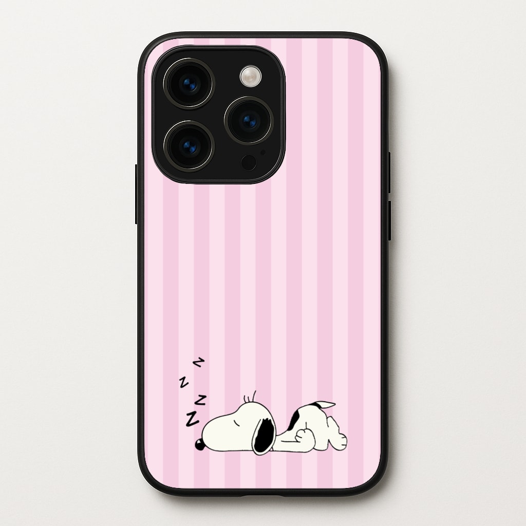 Pastel Stripes Cartoon Beagle  - Snoopy Phone Case for iPhone 15 Pro Max