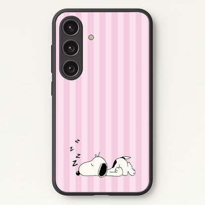 Pastel Stripes Cartoon Beagle  - Snoopy Phone Case for Galaxy S24