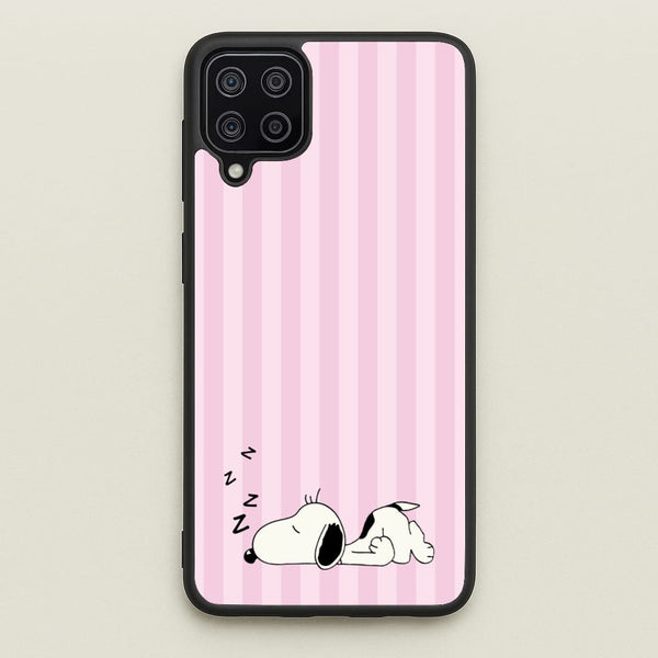 Pastel Stripes Cartoon Beagle  - Snoopy Phone Case for Galaxy A12