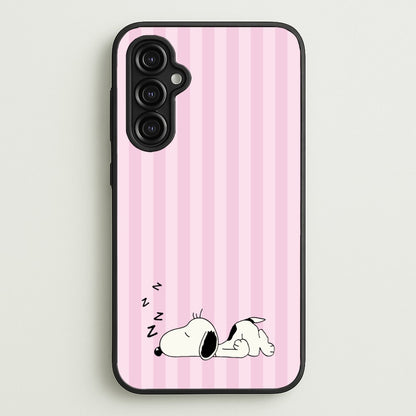 Pastel Stripes Cartoon Beagle  - Snoopy Phone Case for Galaxy A14