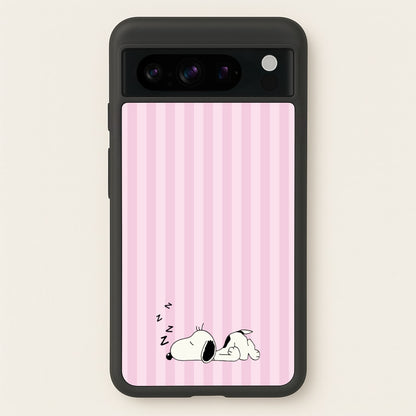 Pastel Stripes Cartoon Beagle  - Snoopy Phone Case for Google Pixel 8 Pro