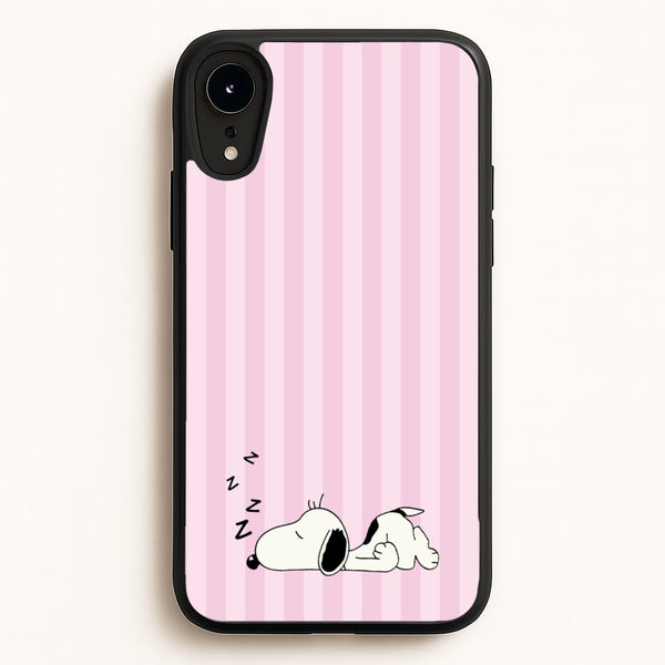 Pastel Stripes Cartoon Beagle  - Snoopy Phone Case for iPhone XR