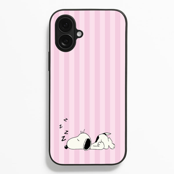 Pastel Stripes Cartoon Beagle  - Snoopy Phone Case for iPhone 16 Plus
