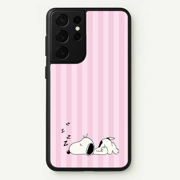 Pastel Stripes Cartoon Beagle  - Snoopy Phone Case for Galaxy S21 Ultra