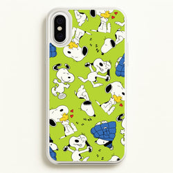 Lime Green Cartoon Beagle Pattern  - Snoopy Phone Case for iPhone XS Max