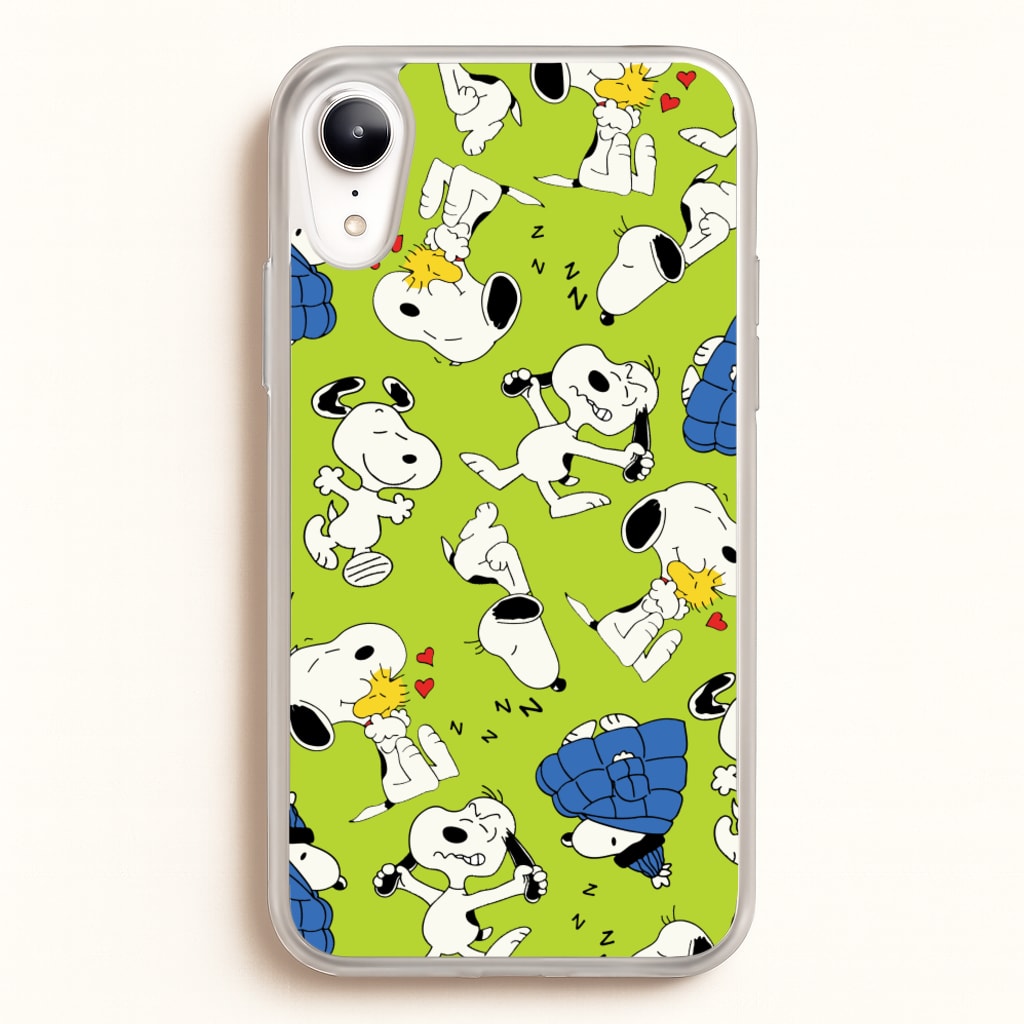 Lime Green Cartoon Beagle Pattern  - Snoopy Phone Case for iPhone XR