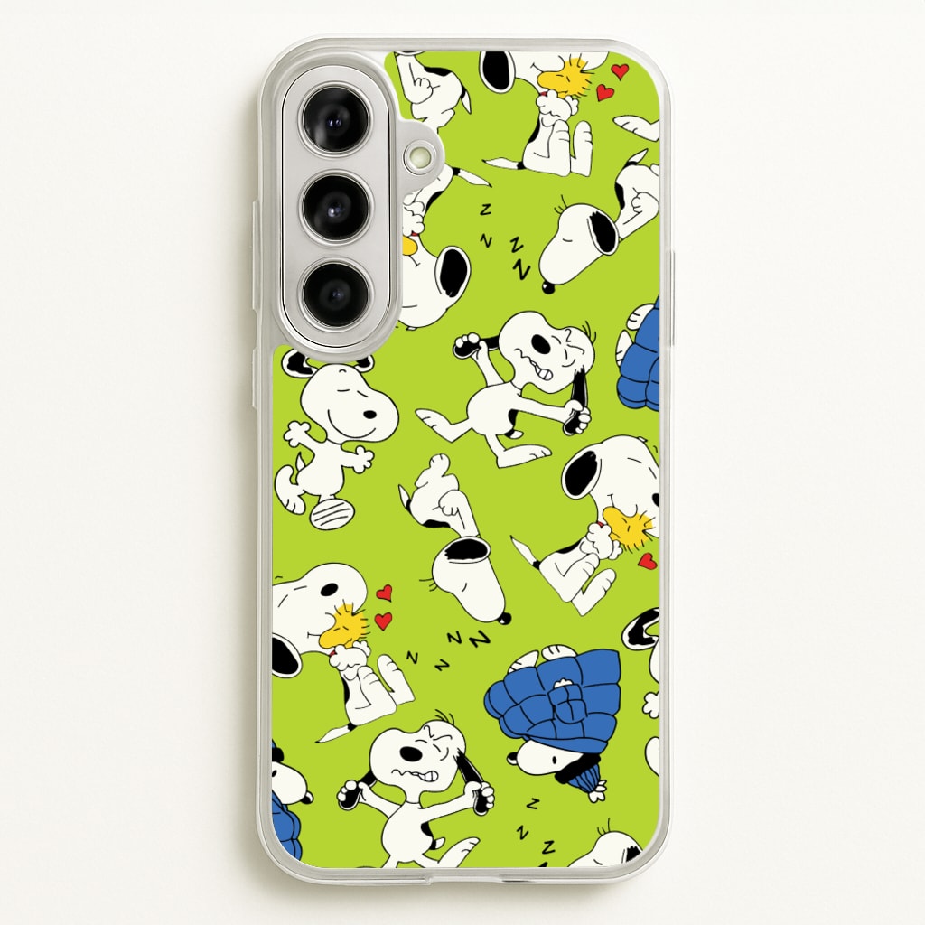 Lime Green Cartoon Beagle Pattern  - Snoopy Phone Case for Galaxy A56