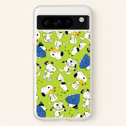 Lime Green Cartoon Beagle Pattern  - Snoopy Phone Case for Google Pixel 8 Pro