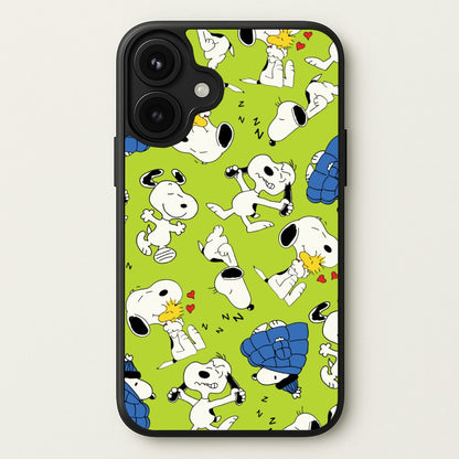 Lime Green Cartoon Beagle Pattern Phone Case for iPhone 17