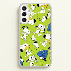 Lime Green Cartoon Beagle Pattern  - Snoopy Phone Case for Galaxy A36
