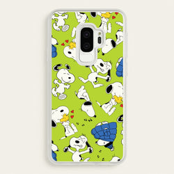 Lime Green Cartoon Beagle Pattern  - Snoopy Phone Case for Galaxy S9 Plus
