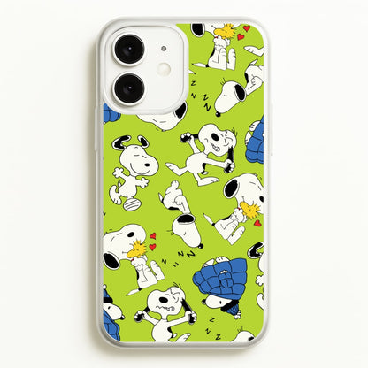 Lime Green Cartoon Beagle Pattern  - Snoopy Phone Case for iPhone 11