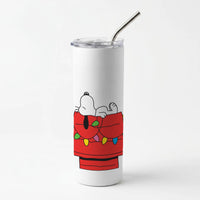 Cartoon Beagle Fairylights Skinny Tumbler