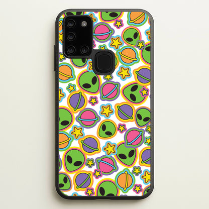 Colourful Aliens And Stars  - Space Phone Case for Galaxy A21s