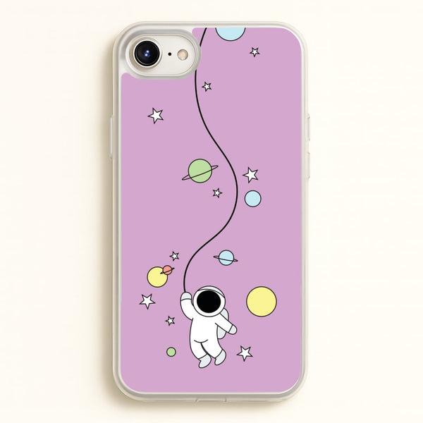 Cute Hanging Astronaut  - Space Phone Case for iPhone 6 / 7 / 8 / SE