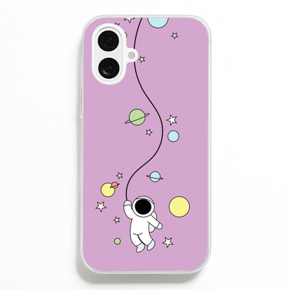 Cute Hanging Astronaut  - Space Phone Case for iPhone 16 Plus