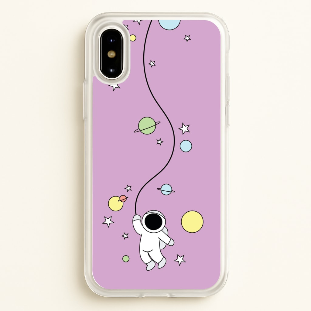Cute Hanging Astronaut  - Space Phone Case for iPhone X / XS