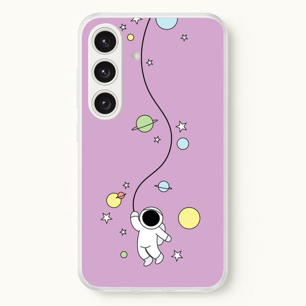Cute Hanging Astronaut  - Space Phone Case for Galaxy S25 Plus