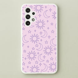 Sun, Moon And Stars Pattern Mauve  - Space Phone Case for Galaxy A13