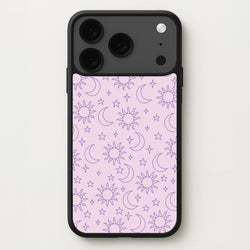 Sun, Moon And Stars Pattern Mauve Phone Case for iPhone 17 Pro Max