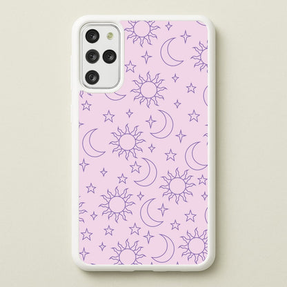 Sun, Moon And Stars Pattern Mauve  - Space Phone Case for Galaxy S20 Plus