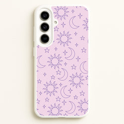 Sun, Moon And Stars Pattern Mauve  - Space Phone Case for Galaxy A56