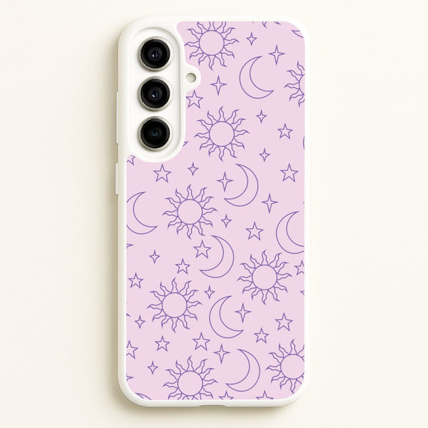 Sun, Moon And Stars Pattern Mauve  - Space Phone Case for Galaxy A56